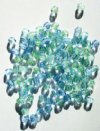 100 4mm Faceted Two Tone Light Green and Light Blue Firepolish Beads